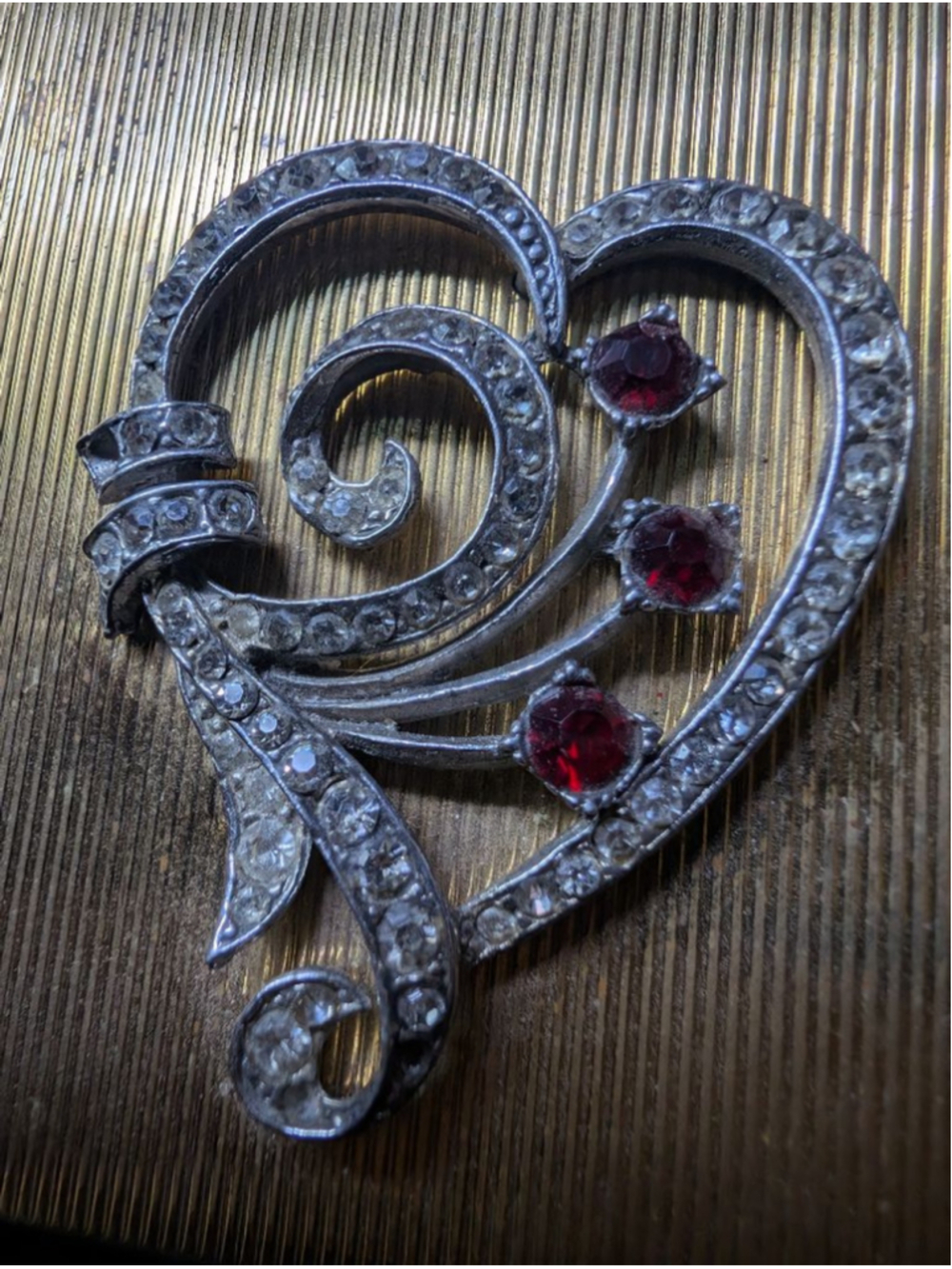 Women's Elgin American Gold & Silver Heart ruby compact vintage One Size
